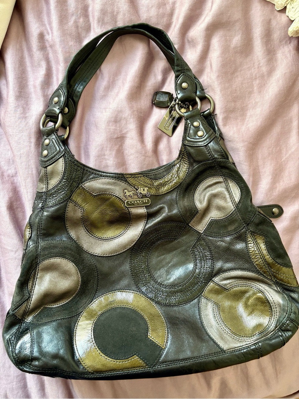 Coach Patchwork Leather Shoulder Bag Y2K Hobo Multicolor - Picture 3 of 6